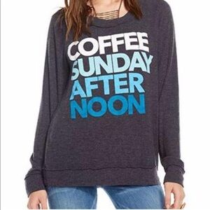 Chaser Coffee Sunday Afternoon Navy Sweatshirt Jumper Size Medium Cozy